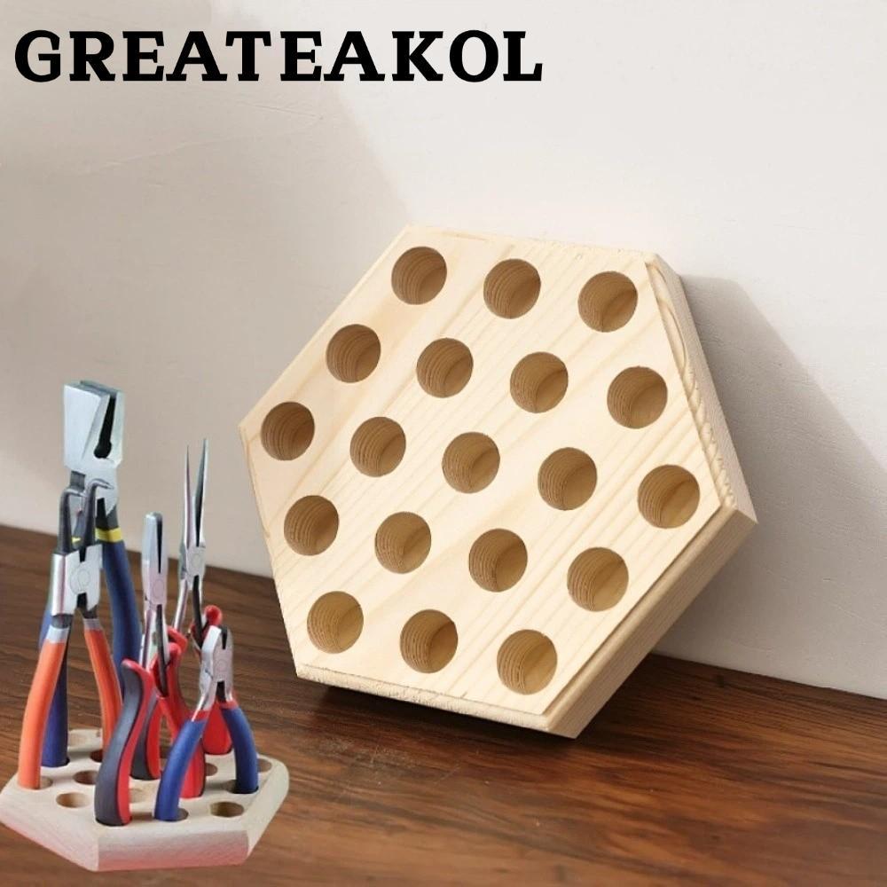 GREATESKOL ไขควงผู้ถือ Rack,หกเหลี่ยมหนา Plier Organizer Rack,ไม้ 19 หลุม Plier Racks ผู้ถือ Plier