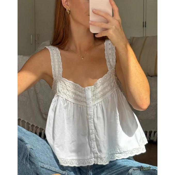 HANIE House- เสื้อกล้ามแขนกุดฤดูร้อนสําหรับผู้หญิง Front Flowy Babydoll