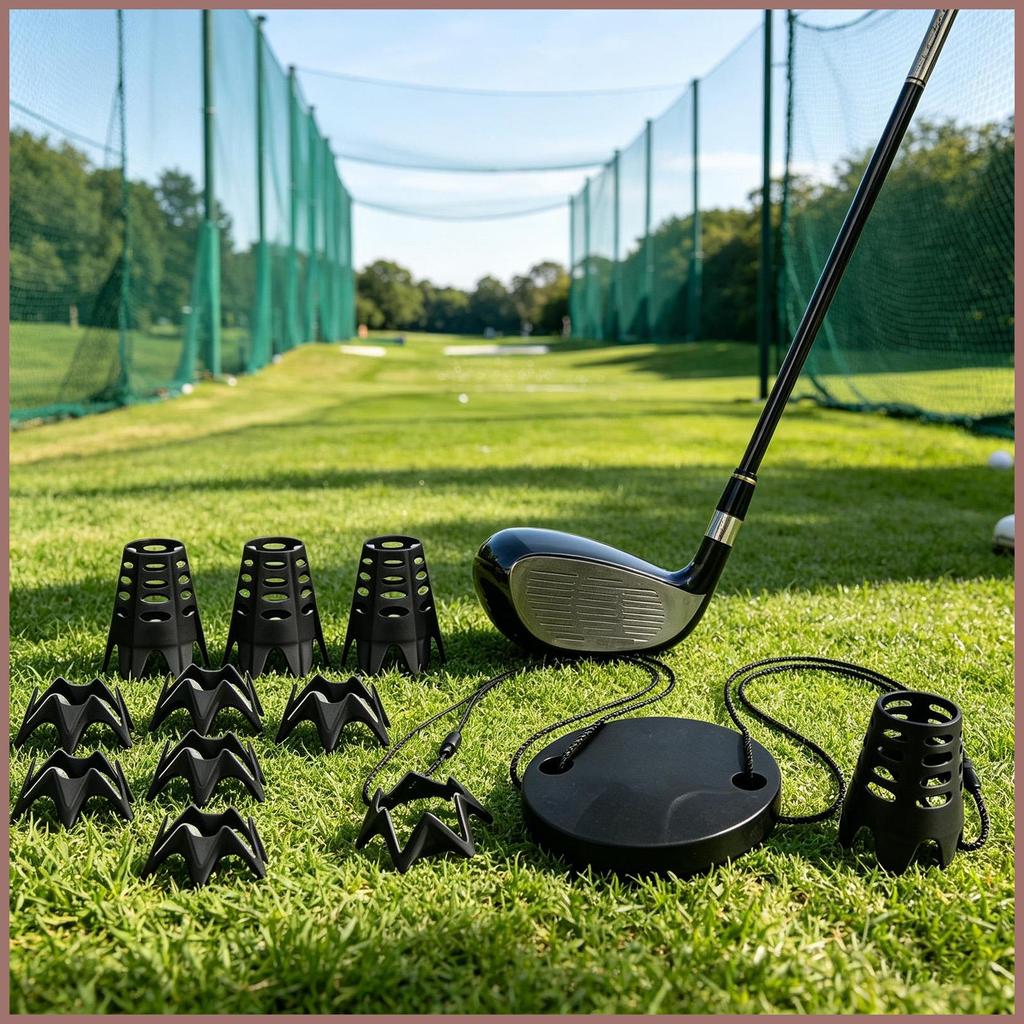 Golf Mat Tees สีดําการฝึกอบรมนํากลับมาใช้ใหม่ Stable Gadgets Kit Golf Mat Tee Holder สําหรับตีบ้านใน