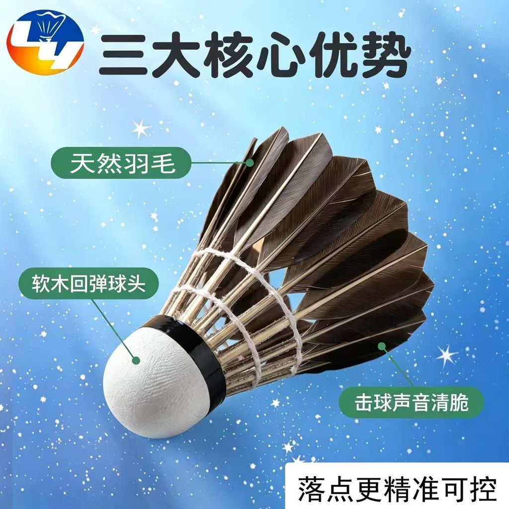 Luyuan แบดมินตันทนต่อการเล่นสีดํา 12 ชิ้นชุดลูกบอลฝึกซ้อมการแข่งขันที่ทนต่อการเล่นที่มั่นคง