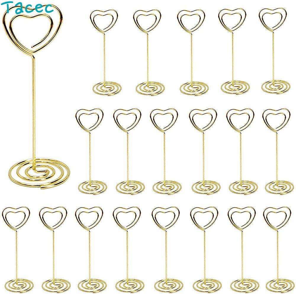 ANAMA 1PCS Place การ์ดอุปกรณ์จัดงานแต่งงานรูปหัวใจโลหะเดสก์ท็อปตกแต่งแฟชั่น Party Clamps Stand
