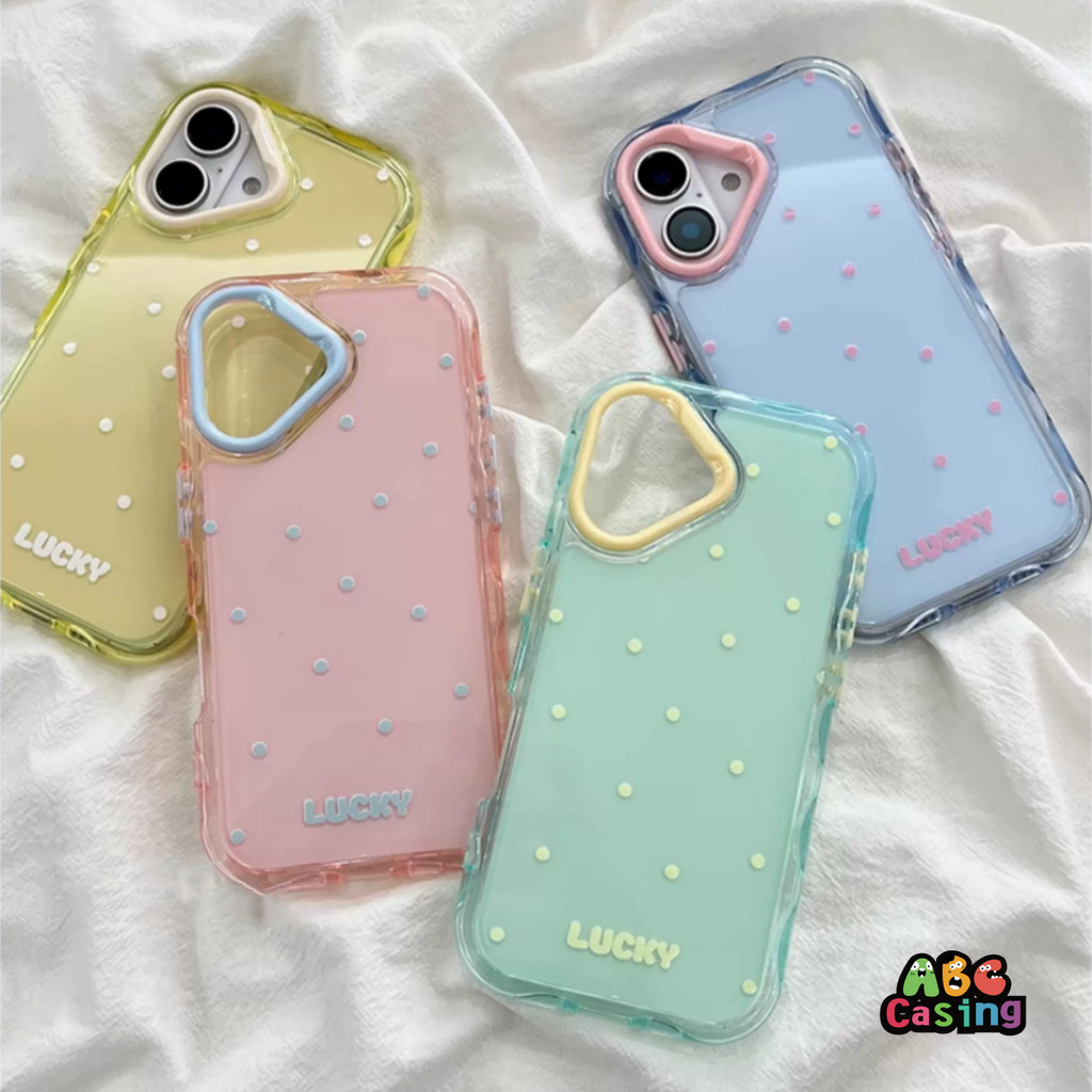 เคสไอโฟน 13 สำหรับ IPhone 11 16 17 14 12 15 Pro Max 14 16 15 Plus 12 15 14 16 13 11 Pro กรอบโทรศัพท์ลายจุดสีชมพู ขาว