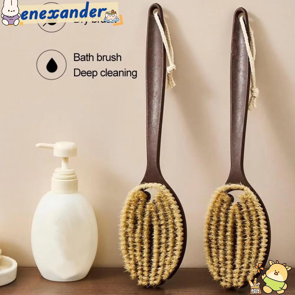 EXER แปรงขัดหลัง, ขนธรรมชาติด้ามยาวแปรงแห้ง, แปรงแข็งขนนุ่ม Body Exfoliator เครื่องมืออาบน้ํา