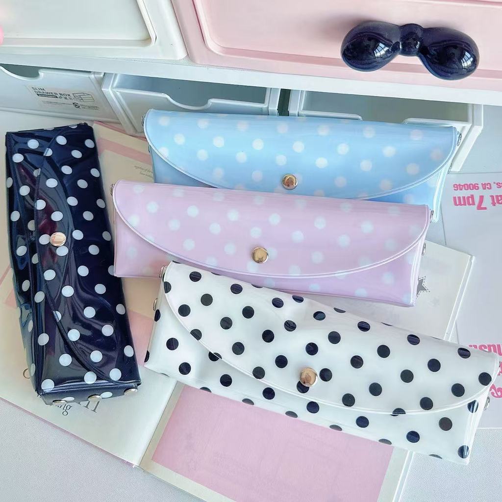 Ins Polka Dot Series กล่องดินสอ Organizer กระเป๋าเครื่องเขียนนักเรียนแฟชั่น Minimalist