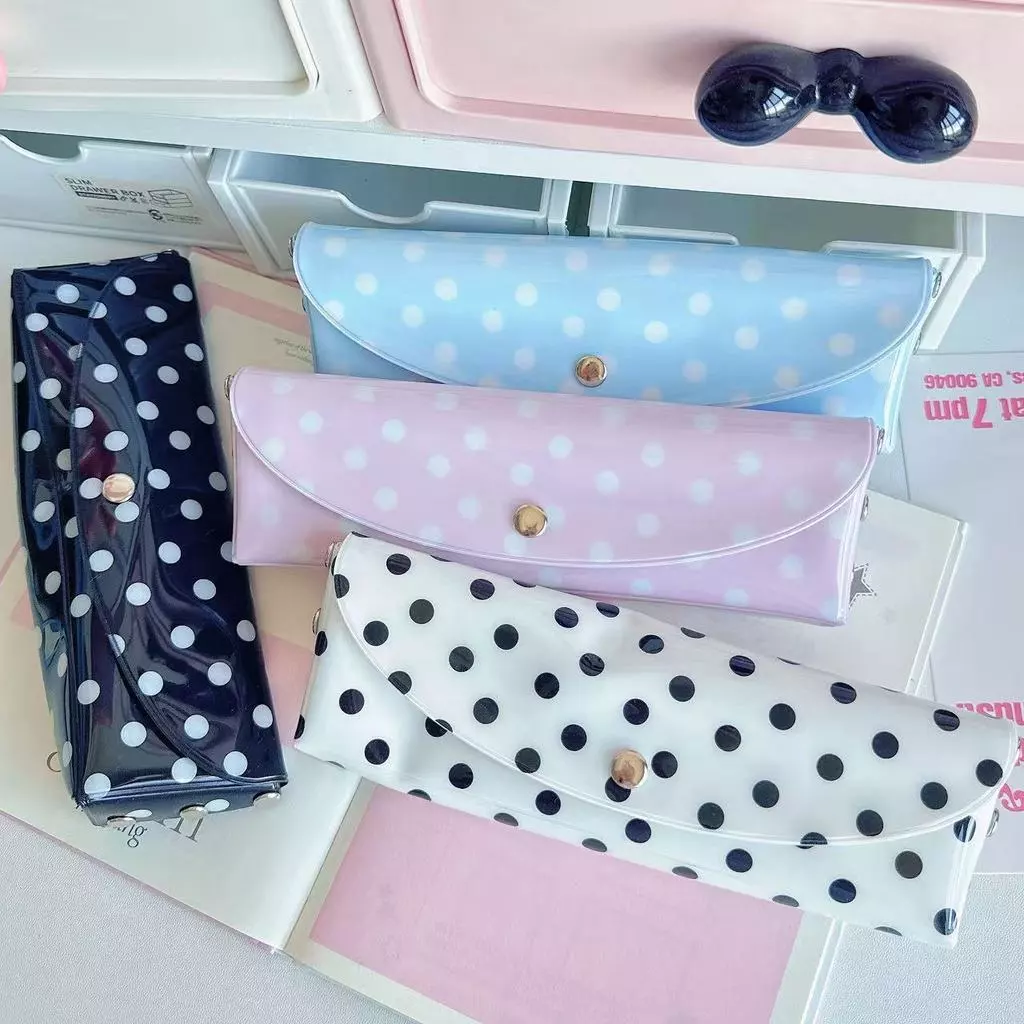 Ins Polka Dot Series กล่องดินสอ Organizer กระเป๋าเครื่องเขียนนักเรียนแฟชั่น Minimalist