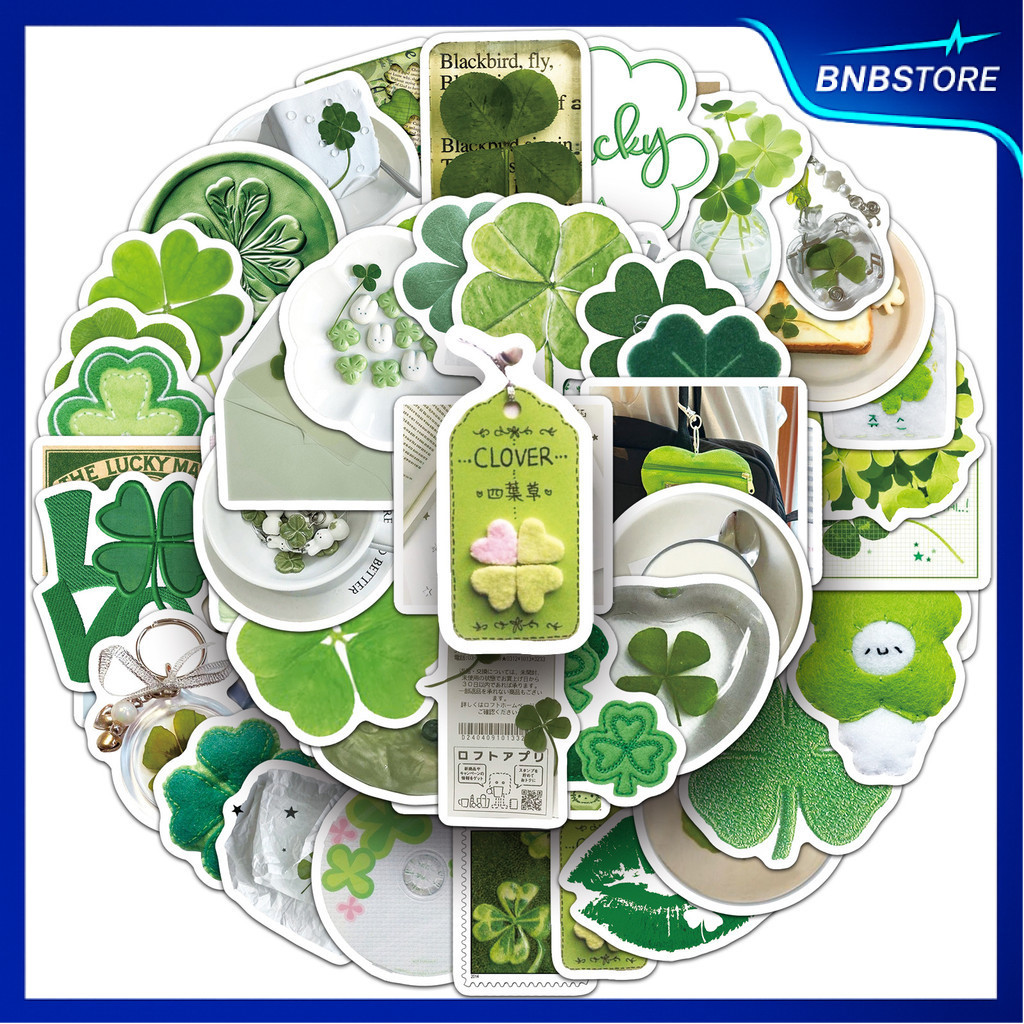 ส่งจากไทย 50แบบ Sticker สิ่งของ ใบไม้ ธีม ใบโคลเวอร์สี่แฉก Item Four Clover Leaf Theme style