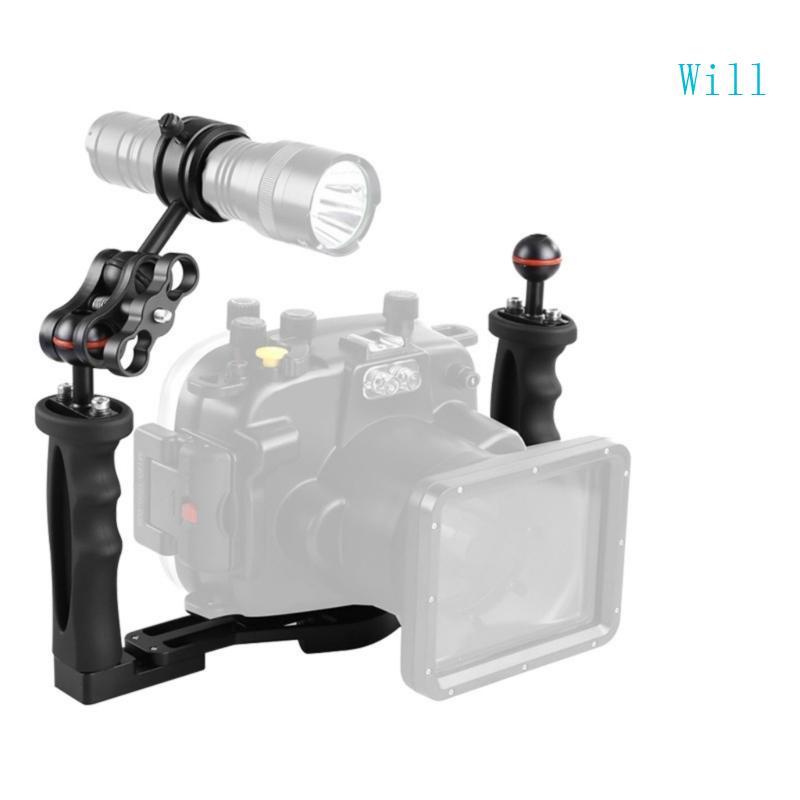 Will Double Handle Grip Camera Diving Rig มือถือถาดกันน้ํา Stabilizer Mount