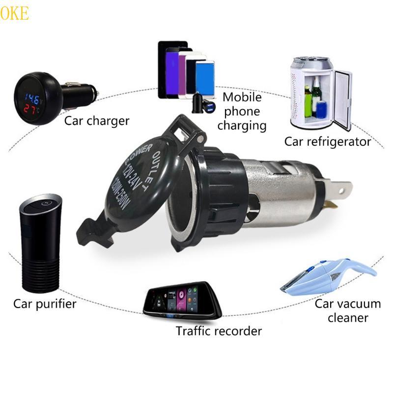 OKE ไฟแช็ก Power Outlet ซ็อกเก็ตเปลี่ยนไฟแช็ก 12 V-24 V Power Outlet สําหรับรถยนต์รถบรรทุกรถจักรยานย