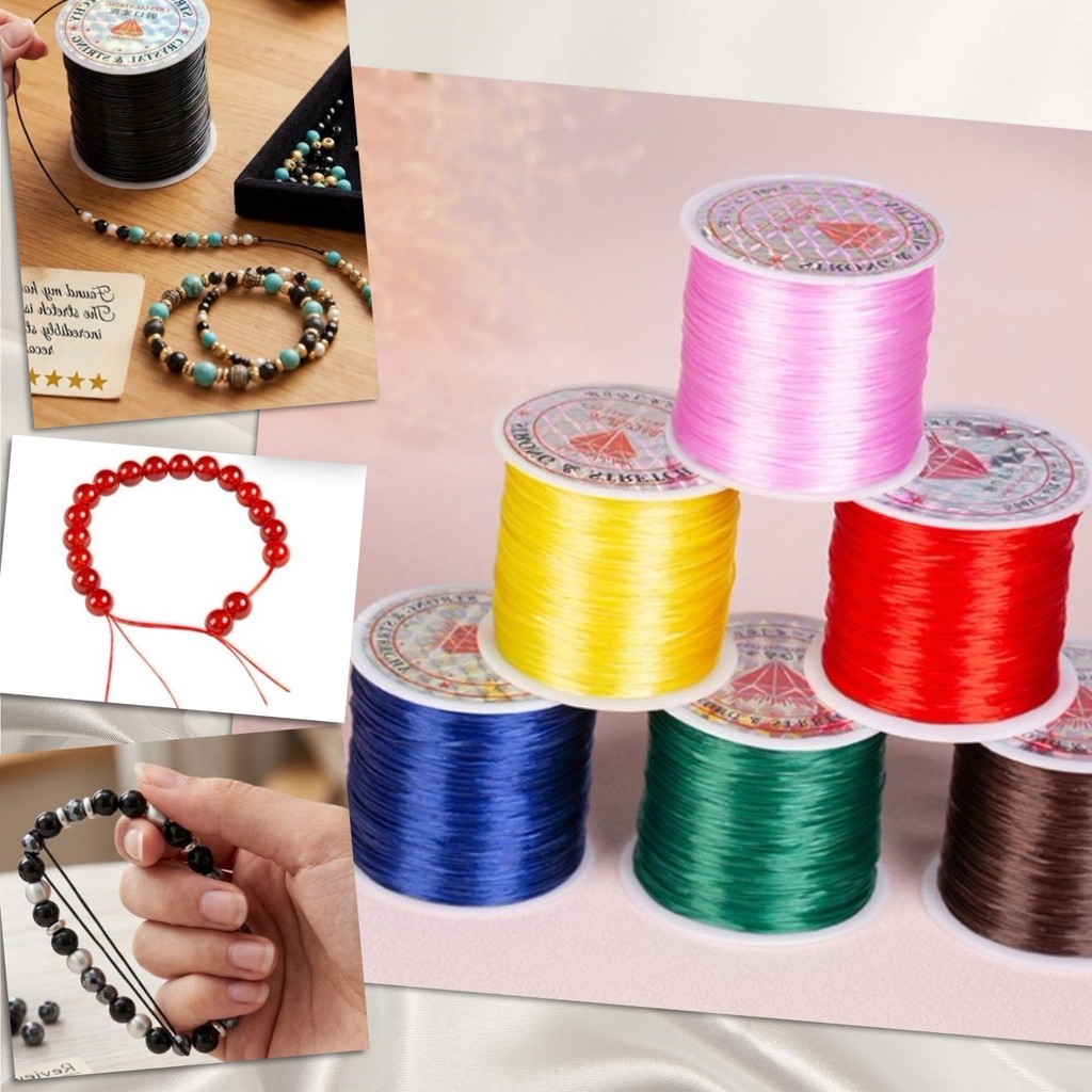 👉 ด้ายยืด ไหมยืด เอ็นยืด ร้อยสร้อย ร้อยลูกปัด เครื่องประดับ DIY หนา 0.8 ซม. ยาว 50 เมตร รุ่นอัพเกรด ทอพิเศษ 👉
