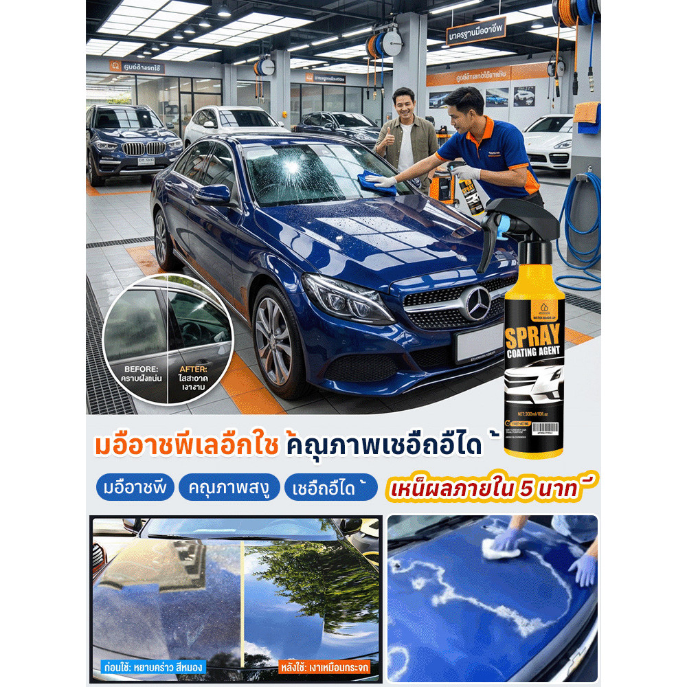 🚀สินค้าขายดี🚀 【น้ำยาเคลือบ/สเปรย์เคลือบรถ】 นำเข้าจากอเมริกา เคลือบเงา ป้องกันรอย ดูแลรถเก่าให้ดูเหมือนใหม่ ใช้ได้กับรถยนต์ทุกประเภท รักษาสีรถยนต์ ป้องกันรอยขีดข่วน