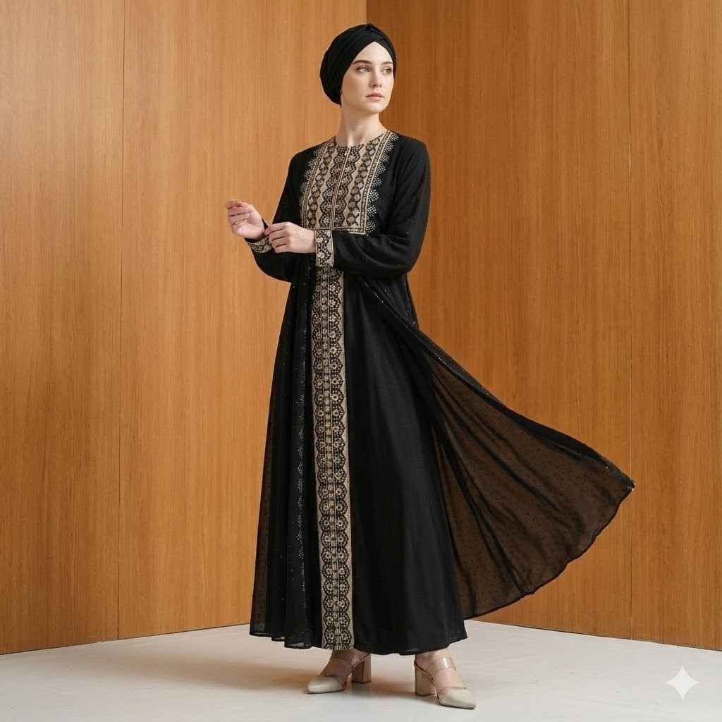 Gamis Abaya Ceruty เย็บปักถักร้อยเลื่อมพรีเมี่ยม Elegant Syari ชุดสําหรับ Eid Umarh และกลุ่มศึกษาอิส