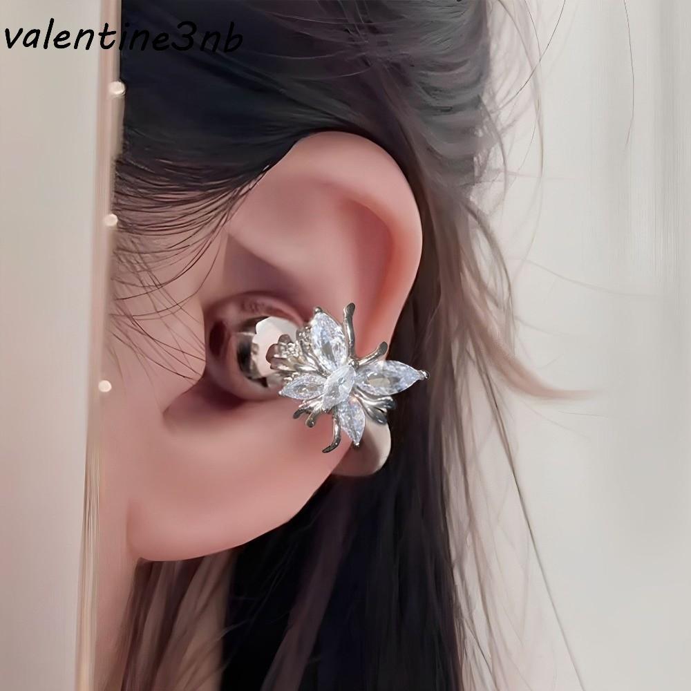 GIZMO คลิปหูฟัง Rhinestone ประกายคริสตัลเทียม Silver Elegant อุปกรณ์เสริมหูฟัง, ใหม่น่ารักที่ถอดออกได้โบว์ผีเสื้อหูฟังตกแต่งทุกวัน
