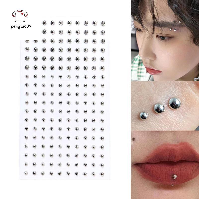 Pengatao09 180PCS Sparkly คริสตัลจมูก Studs ปลอม Sti บน Body Gems Non Piercing Rhinestone Lip เครื่องประดับ DIY Face Art เทศกาลอุปกรณ์เสริมใหม่