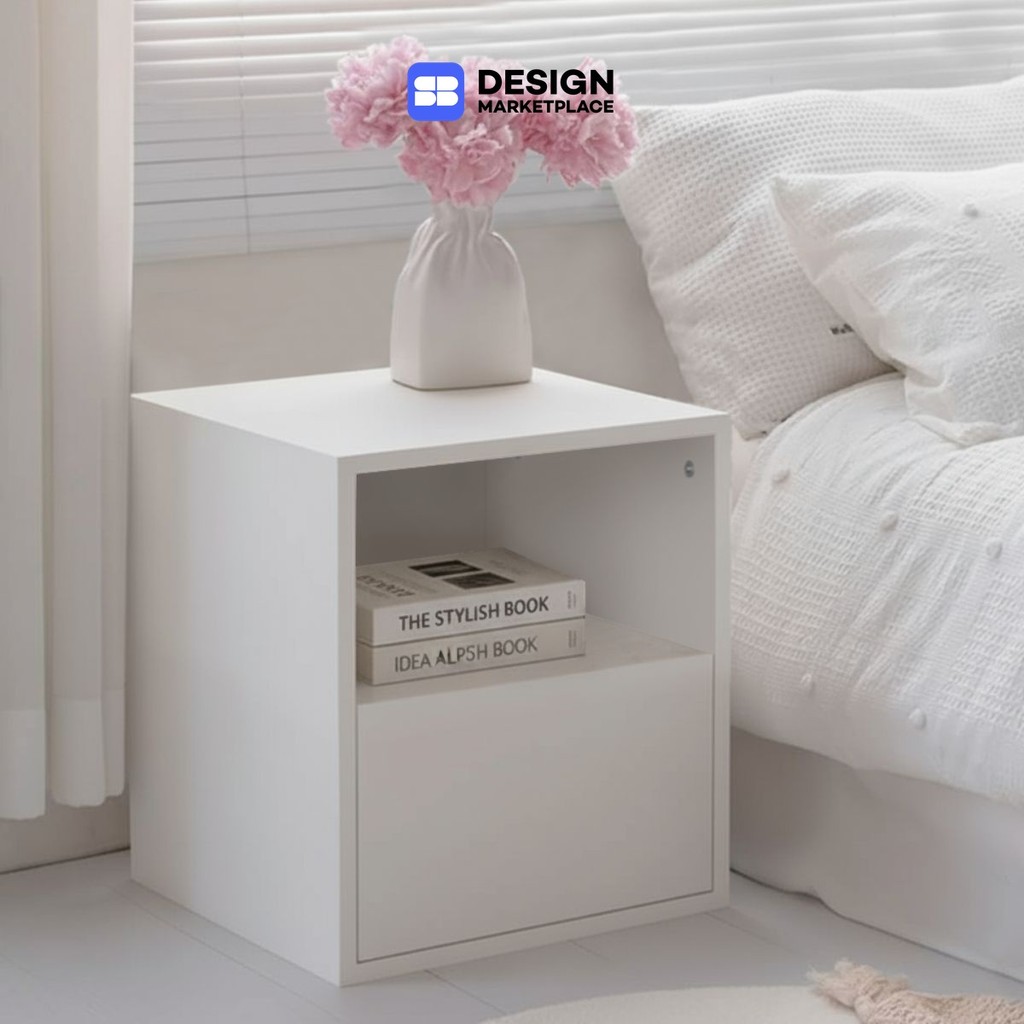 SB Design Square ตู้ข้างเตียง รุ่น Habi ขนาด 40 ซม. สีขาว (40x40x45 ซม.)  แบรนด์ KONCEPT FURNITURE