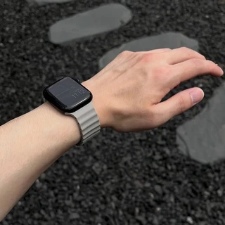 สายซิลิโคนแม่เหล็กมหาสมุทรสําหรับ Apple Watch 46/49/45/44/42/41/40/38 มม. Series 1-11 SE Ultra – สายรัดกีฬาระบายอากาศพร้อมพื้นผิวคลื่น