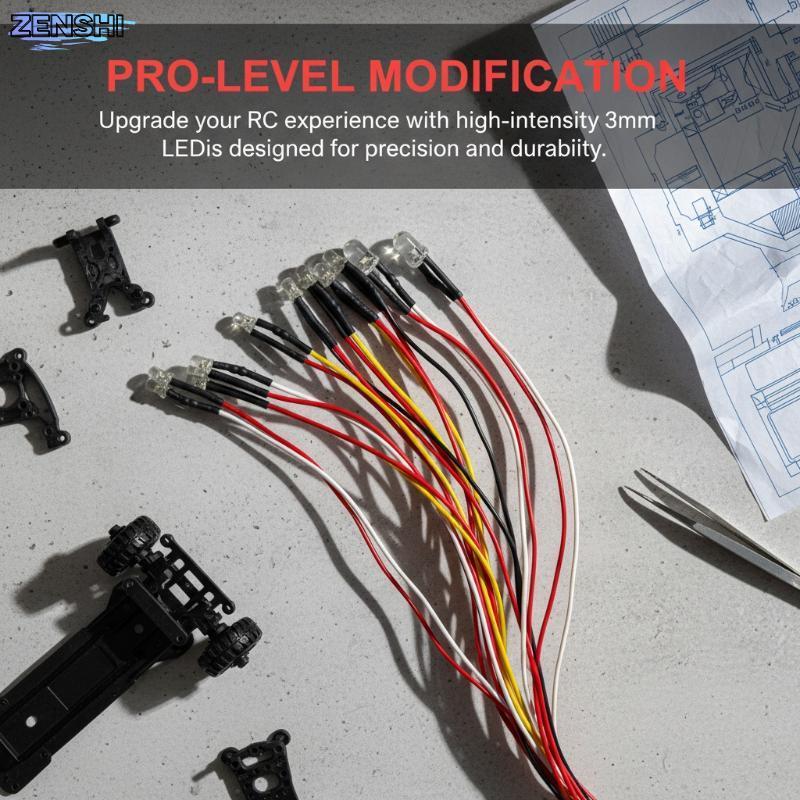 [Zen-t] 10 ไฟ LED สําหรับ WPL D12 D42 1/10 RC รถอะไหล่อัพเกรดอุปกรณ์ตกแต่งรีโมทคอนโทรลสมจริงการปรับเ