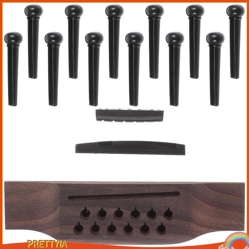 [สวย] สะพานกีตาร์ Rosewood Nut Saddle Pins ชุดกีต้าร์โปร่งเครื่องดนตรี Part Saddle Nut Stable String