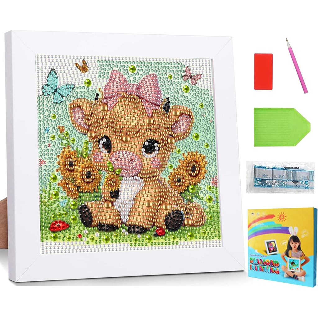 Yunruily Cow Diamond Art Painting Kits สําหรับเด็ก - Diamond Art สําหรับเด็ก,Diamond Art ภาพวาดกรอบส