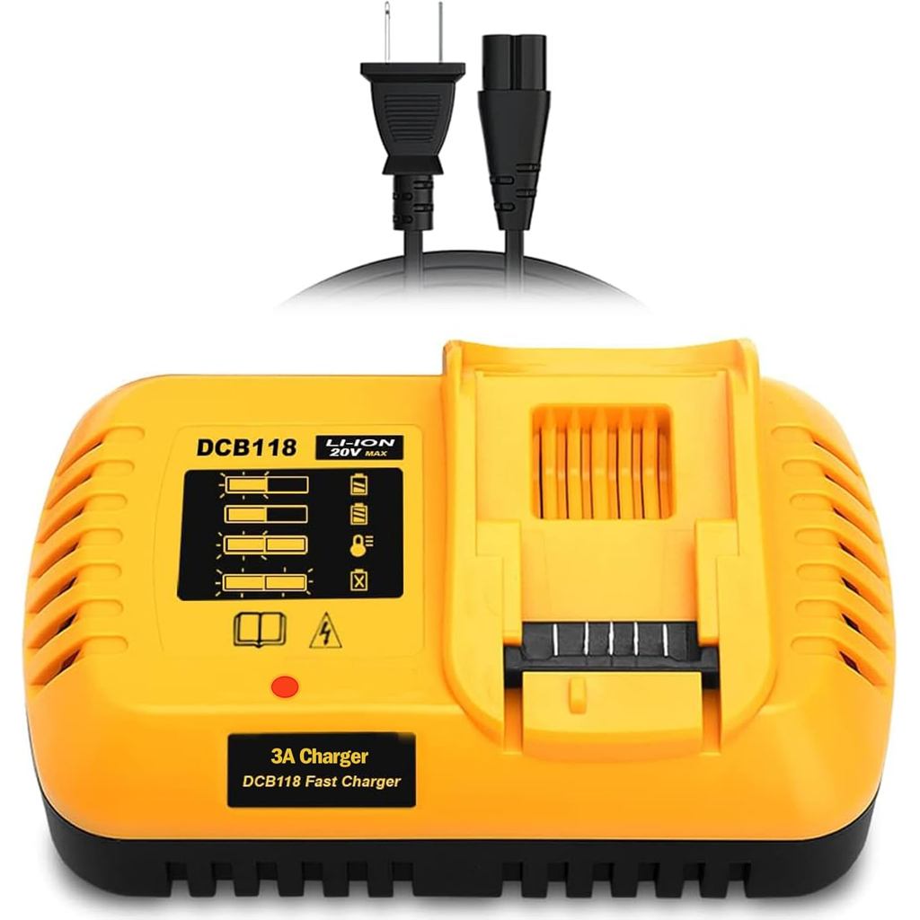 DCB118 เปลี่ยนสําหรับ DeWalt Fast Charger 20v/60v Rapid Battery Charger 3Ah, ใช้งานร่วมกับ Dewalt 20