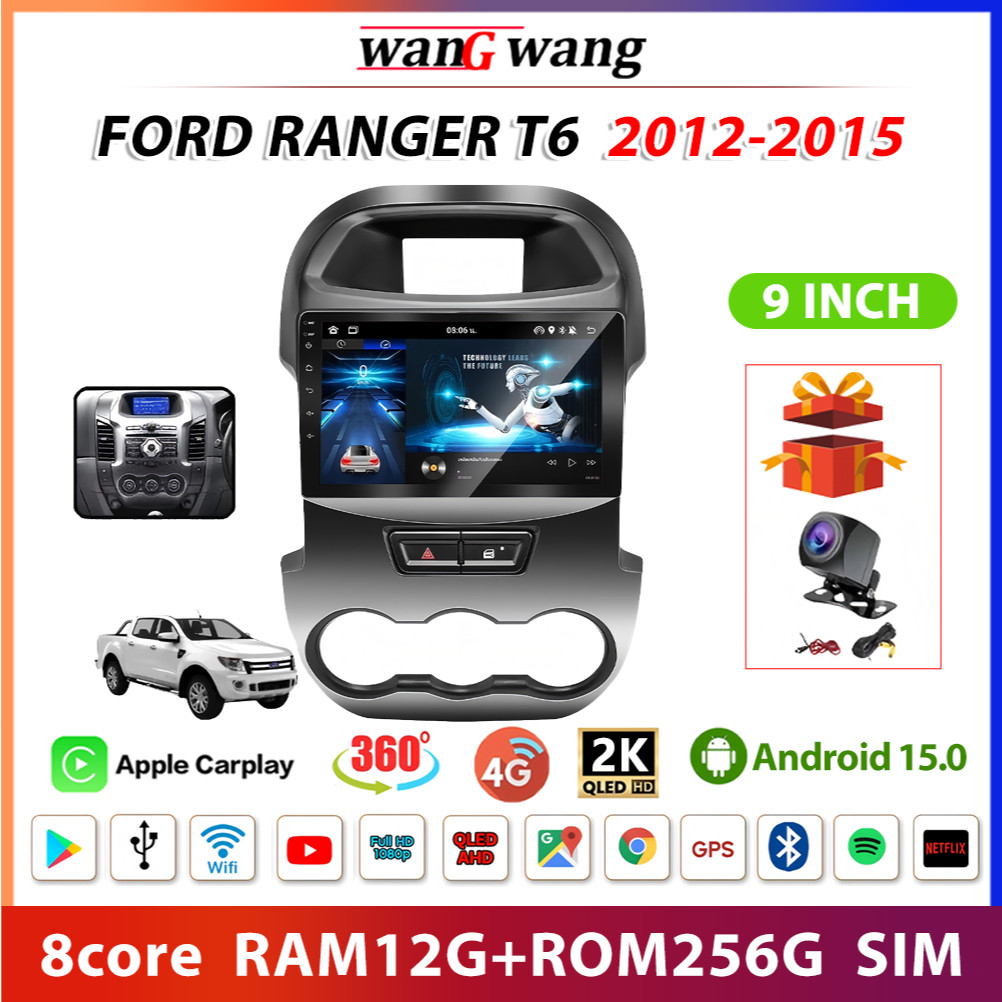 จอแอนดรอย 9 นิ้ว ใช้สำหรับ FORD T6 12-14 ติดรถยนต์พร้อมWIFI GPS YouTube 2DIN Apple CarPlay 360 4G