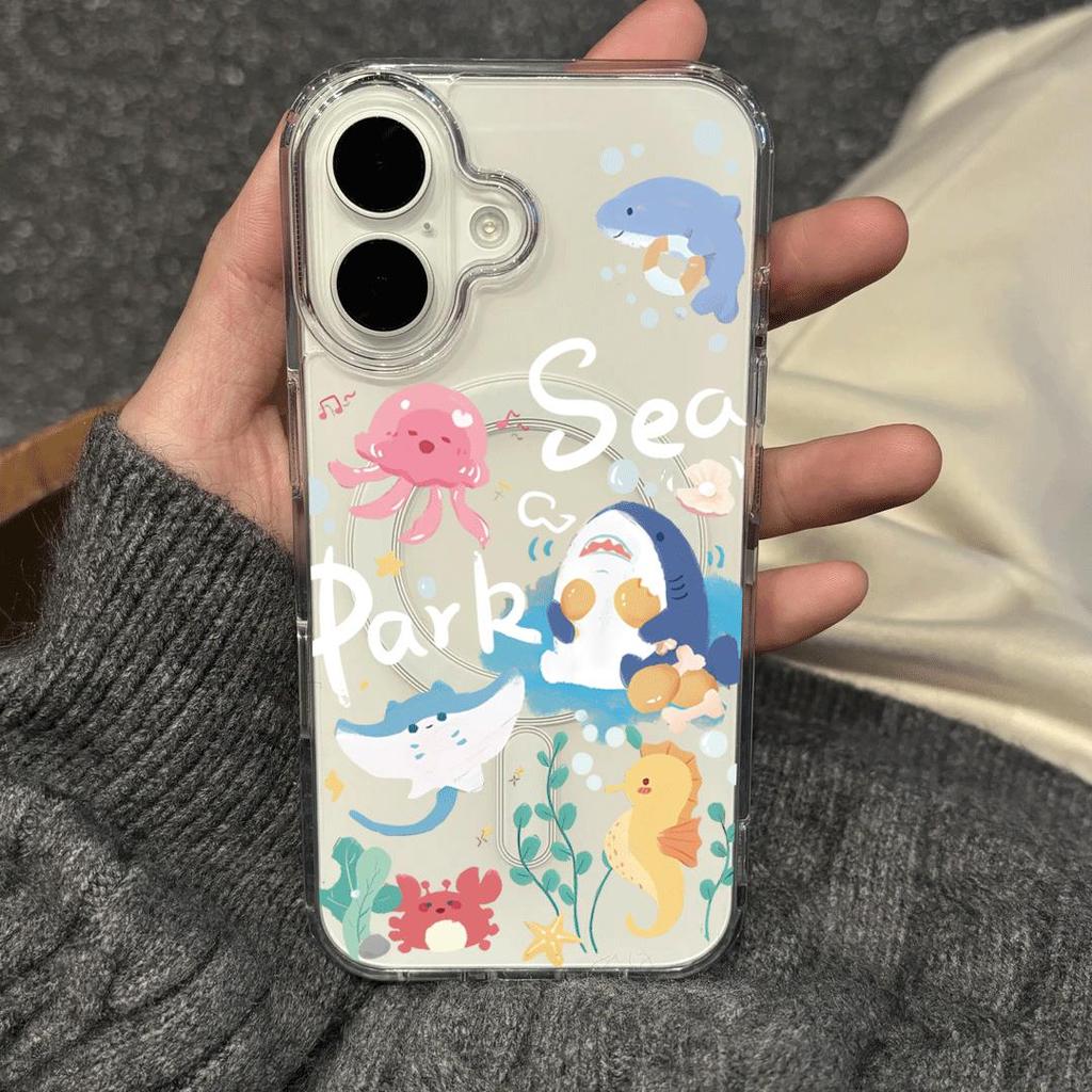 Lan Hai Ky Mong เหมาะสําหรับ iPhone 15 เคสดูดแม่เหล็กโปร่งใส