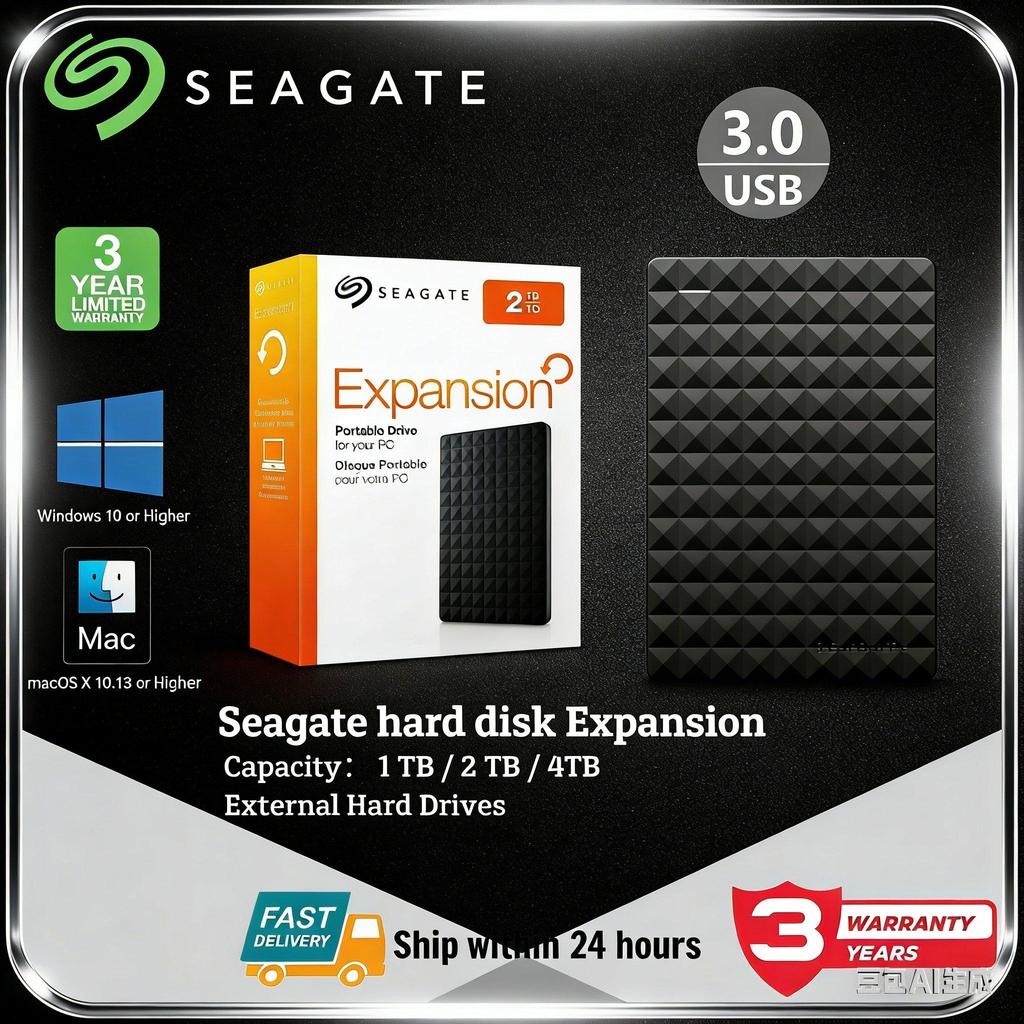 SEAGATE 1TB External Harddisk พกพาสะดวก รองรับทุกระบบ โอนไฟล์เร็วพิเศษ ส่งฟรี พร้อมส่ง🚚