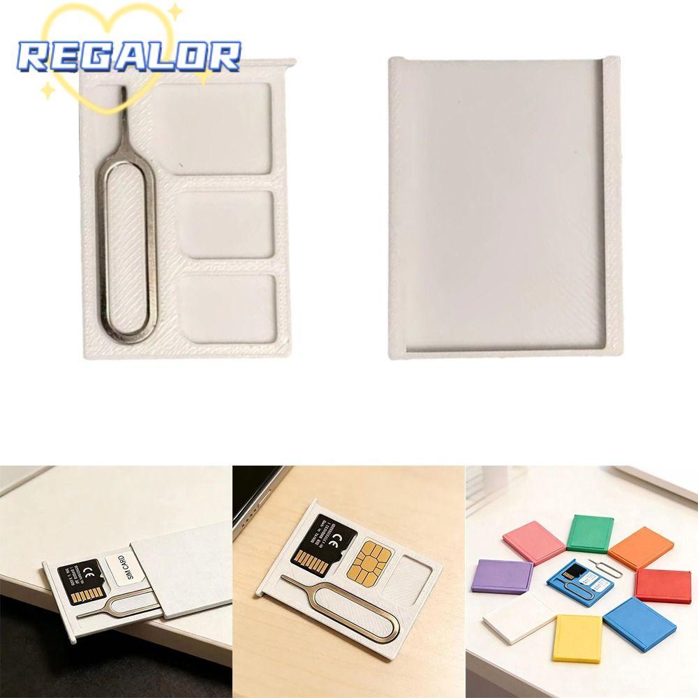 REGOR0G 1PCS พิมพ์ซิมการ์ดกล่องเก็บ,พร้อม Eject Pin 1-Slot TF Card Memory Card Storage, 2 ช่องซิมการ