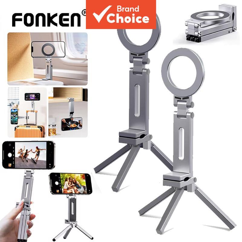 Fonken ขาตั้งแม่เหล็กพับได้ 360° หมุนได้ พกพาสะดวก สําหรับ iOS Samsung ถ่ายวิดีโอ เดินทาง โต๊ะทํางาน รถไฟ เครื่องบิน