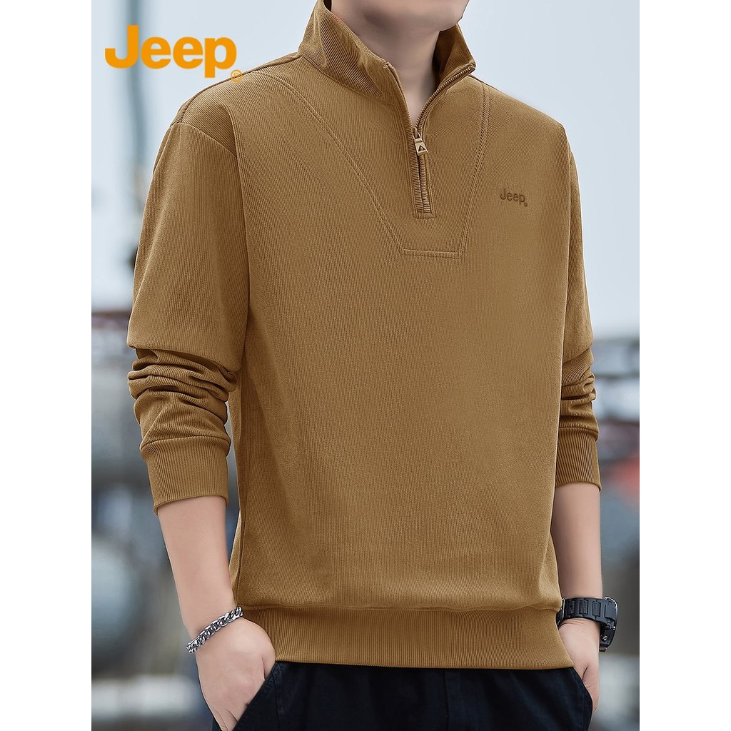 Jeep Jeep Half Zipper เสื้อกันหนาวผู้ชายฤดูใบไม้ร่วงฤดูหนาวเกาหลี Casual Bottoming เสื้อสไตล์ใหม่ Al