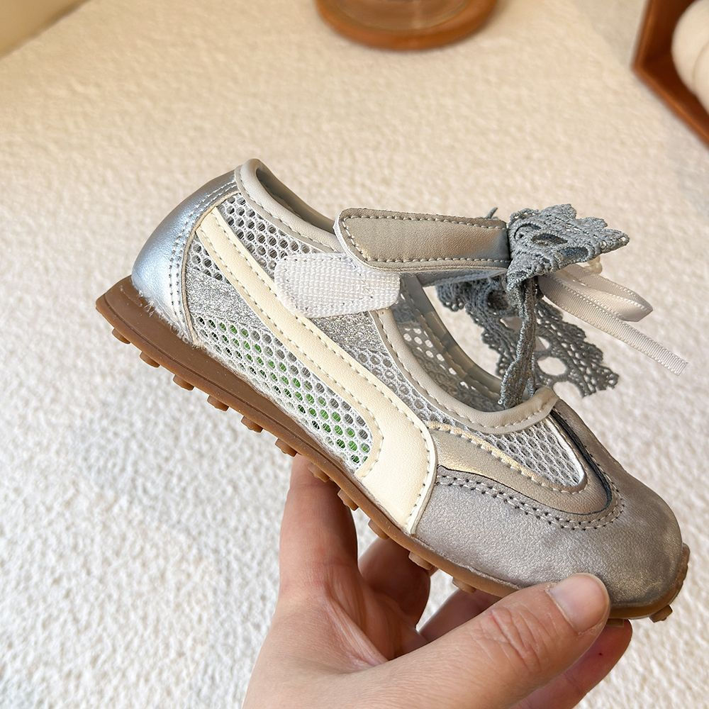 JUA Bowknot girls' casual shoes, Korean-style children's shoes, breathable girls' mesh shoes, toddle