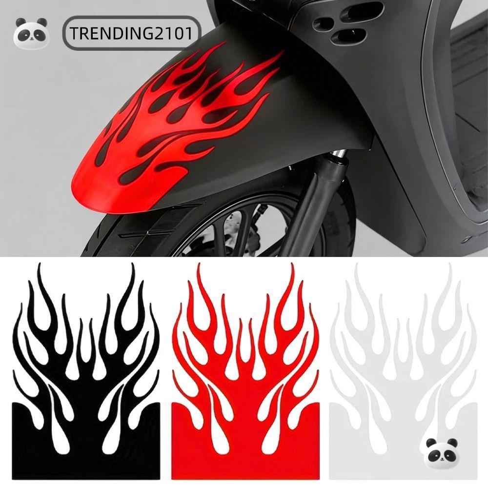 กําลังมาแรง 1 ชิ้น Fender สติกเกอร์สะท้อนแสง, กันน้ํา Racing Stripes รถจักรยานยนต์สติกเกอร์, PVC Decal เปลวไฟ Scratch ตกแต่งสติกเกอร์ตกแต่งสําหรับรถจักรยานยนต์ไฟฟ้าสกู๊ตเตอร์