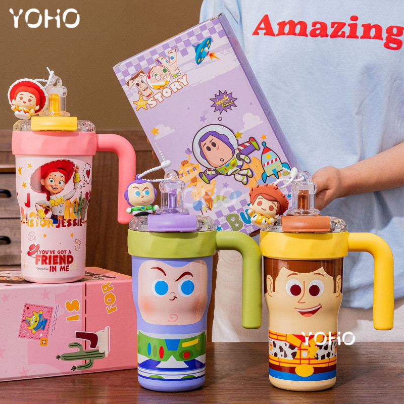 Toy Story Series แก้วเก็บความร้อนใหม่แบบพกพา Buzz Lightyear 316 สแตนเลสคู่ พร้อมหลอด ความจุใหญ่