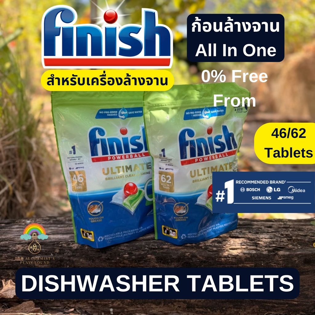 ก้อนล้างจาน Finish Dishwasher Tablets Ultimate 0% Free From สำหรับเครื่องล้างจานอัตโนมัติ