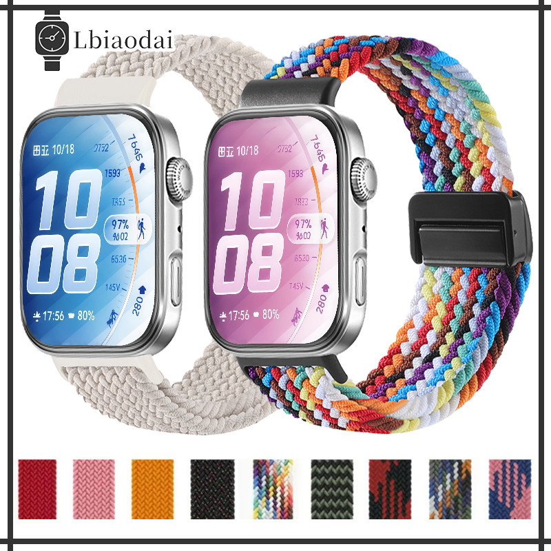 สายรัดแม่เหล็ก for Huawei Watch Fit 5 4 3 / 5 4 Pro กีฬานุ่มระบายอากาศไนล่อนถักแถบสายรัดข้อมือสายรัดข้อมืออุปกรณ์เสริม