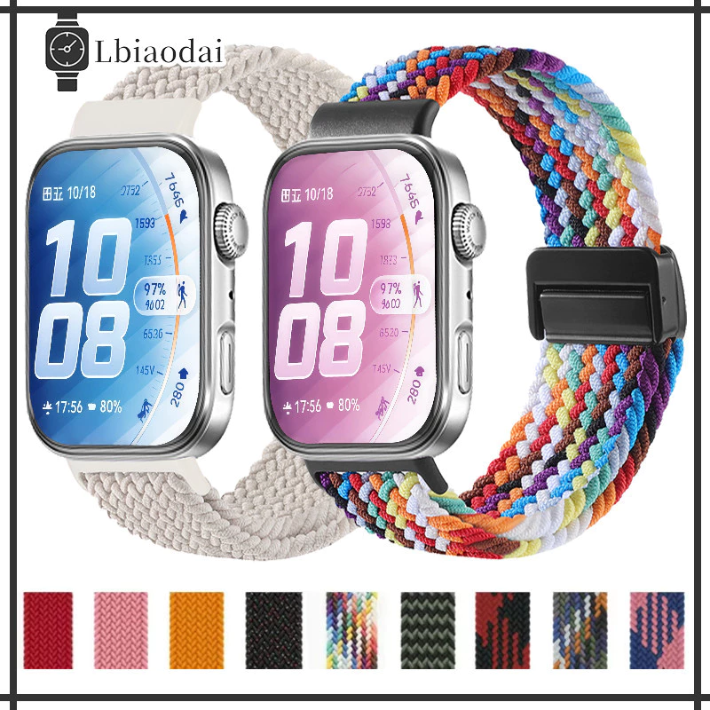 สายรัดแม่เหล็ก for Huawei Watch Fit 5 4 3 / 5 4 Pro กีฬานุ่มระบายอากาศไนล่อนถักแถบสายรัดข้อมือสายรัดข้อมืออุปกรณ์เสริม