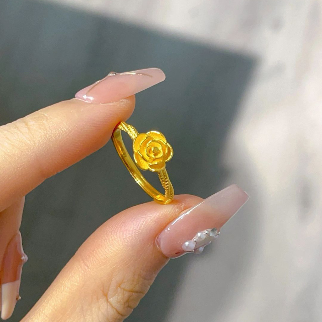 แหวนปรับได้ดอกกุหลาบ 18KGold - เครื่องประดับแฟชั่นมีสไตล์สําหรับผู้หญิง
