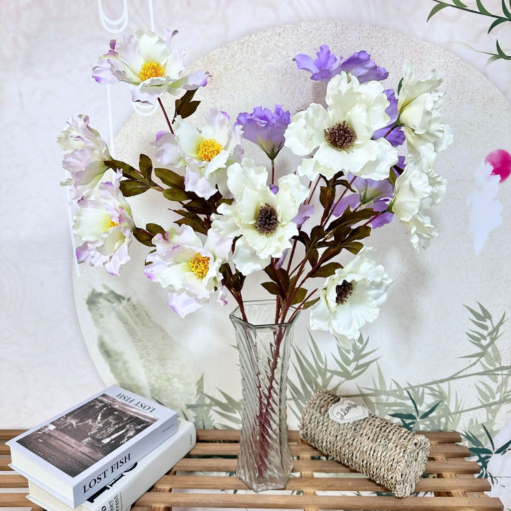 Mechang 5 หัว Gardenia ดอกไม้จําลองงานแต่งงานงานแต่งงานตกแต่งดอกไม้วัสดุ Home B & B ดอกไม้ปลอม