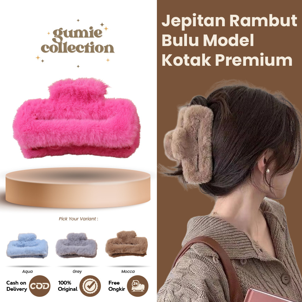GC - 9CM PREMIUM KOREAN SQUARE FEATHER SALON HAIRCLIP / สไตล์เกาหลี FEATHER SALON HAIRCLIP