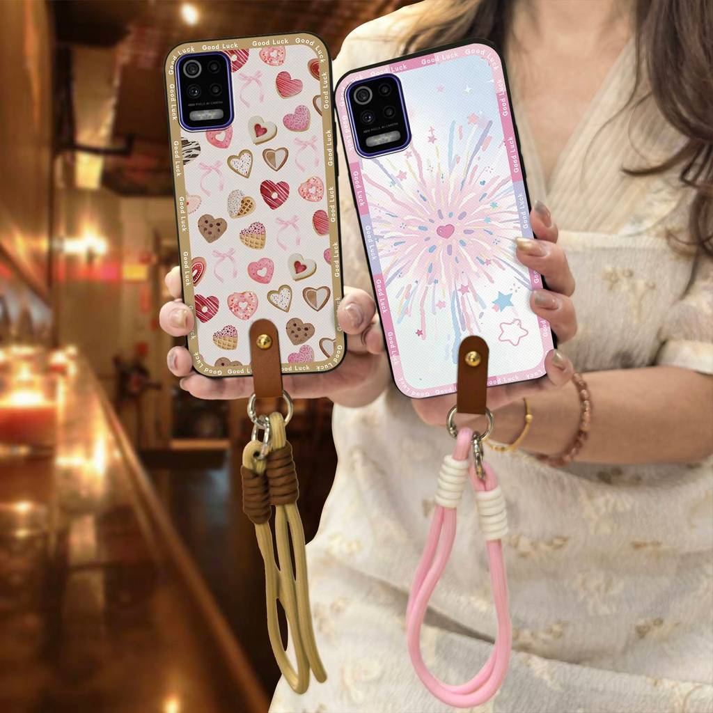 ป้องกันการออกแบบแฟชั่นเคสโทรศัพท์สําหรับ LG K52/Q52/K62/K62 + Full wrap Soft Case สร้อยคอซิลิโคนน่าร