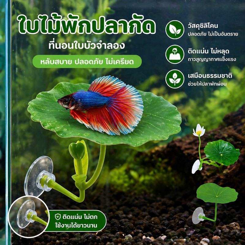 แต่งตู้ปลา ใบบัวจำลอง ตกแต่งตู้ปลาขนาดเล็ก ปล่อยให้ปลาได้พัก การวางไข่ หญ้าจำลอง ทำให้ตู้ปลาสวยขึ้น