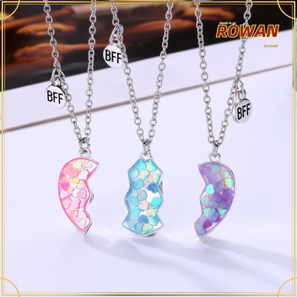 ROWANTH เซ็ทสร้อยคอมิตรภาพ 3 ชิ้น ออกแบบน่ารัก BFF ตกแต่งด้วยหยดน้ำหัวใจ