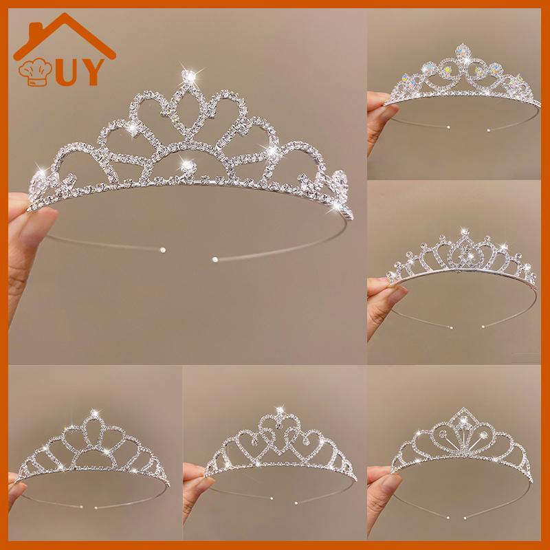 [Uy] มงกุฎเจ้าสาวสีทองอุปกรณ์เสริมผมแต่งงานคริสตัล rhinestone เจ้าสาวมงกุฎและมงกุฎประดับผมเครื่องประดับ [COD]