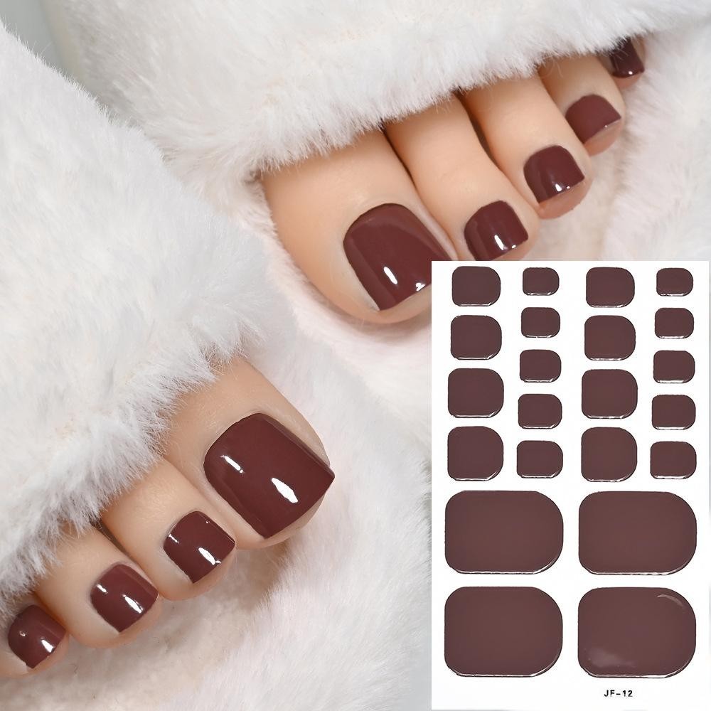 22tips Toe Nail Sticker Waterproof Solid Color Toe Stickers Polish Nail Q1m6