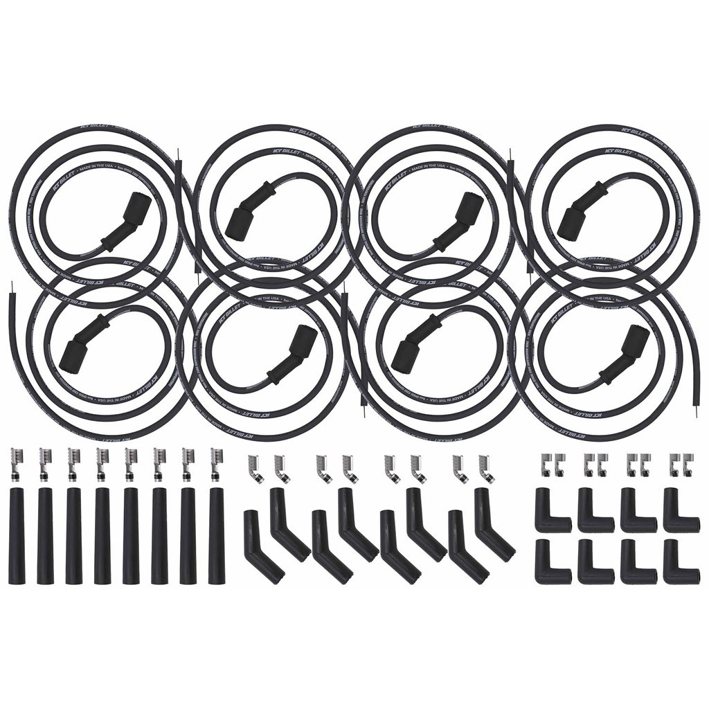 ICT Billet 5ft Universal Spark Plug ชุดสายไฟ - LS LT Remote Coil Spiral Core ตรง 90 135 รองเท้าใช้งา