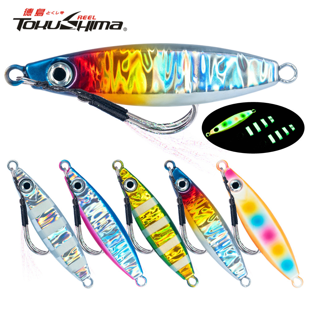 Holographic กว้างโลหะ Jig Casting Lure 10g-100g Sinking ประดิษฐ์ Hard เหยื่อช้า Jigging Double Hook
