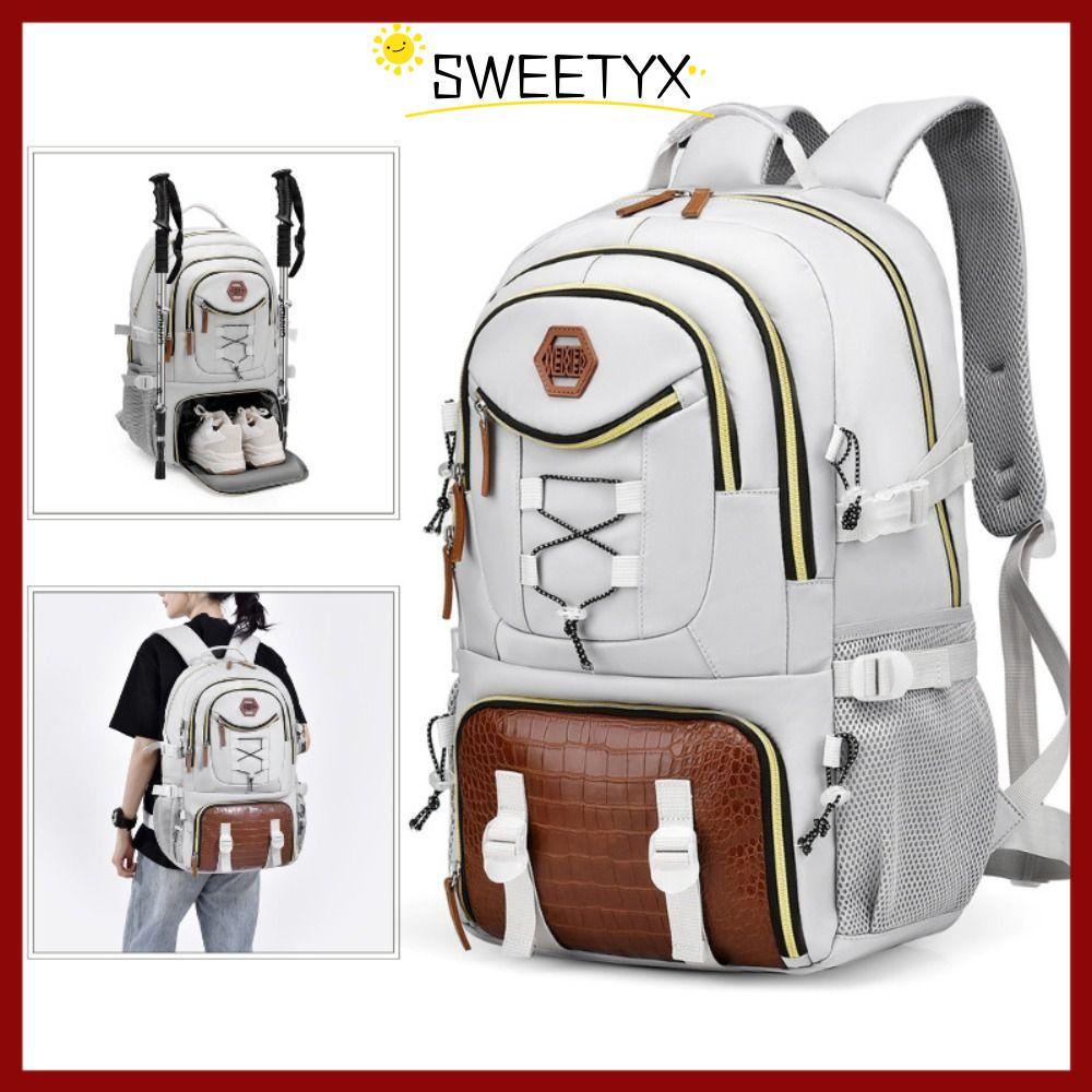 in stockSWEETYX Travel Backpack, 20-35L Cloth Camping Backpack, Fashion Waterproof Multi-pockets Cli