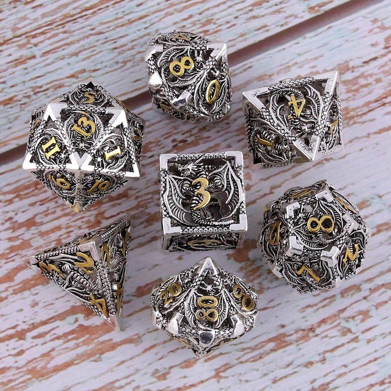 COC Running Group Dice Dungeon and Dragon Board Game d20 Dice Metal Hollow Gram