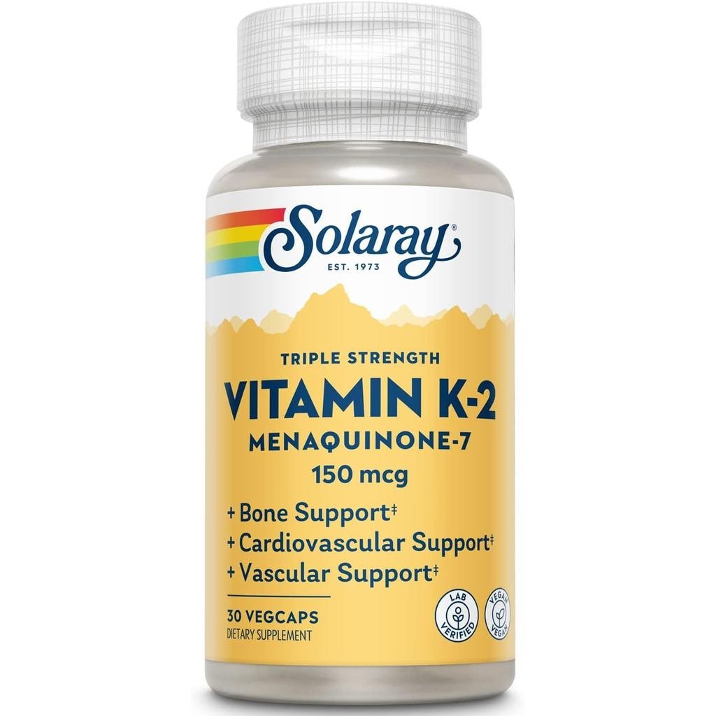 Solaray Triple Strength วิตามิน K-2 เช่น MK-7 150 mcg - วิตามิน K2 MK7 อาหารเสริมเพื่อสุขภาพกระดูก, 