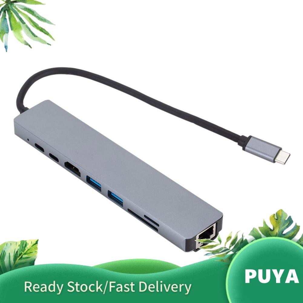 Puya Puya 8-IN-1 USB C HUB Type-C อะแดปเตอร์ Docking Station Multiport พร้อม 4K HD RJ45 Ethernet 2.0