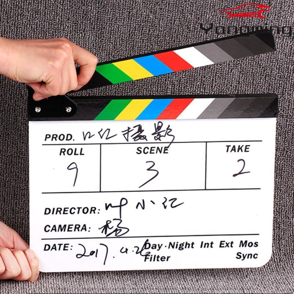 YANGMING Clapperboard, แผงขนาดใหญ่การถ่ายภาพ Prop Director Film Clapboard, แบบพกพาตกแต่งที่มีสีสัน Action Scene Clapper Board วิดีโอฉากทีวีภาพยนตร์